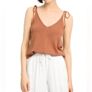 Splendid Brown Camisole with V-Neckline and Shoulder Ties